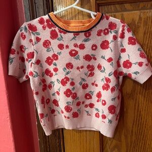 Charming Pink Floral Kids Sweater